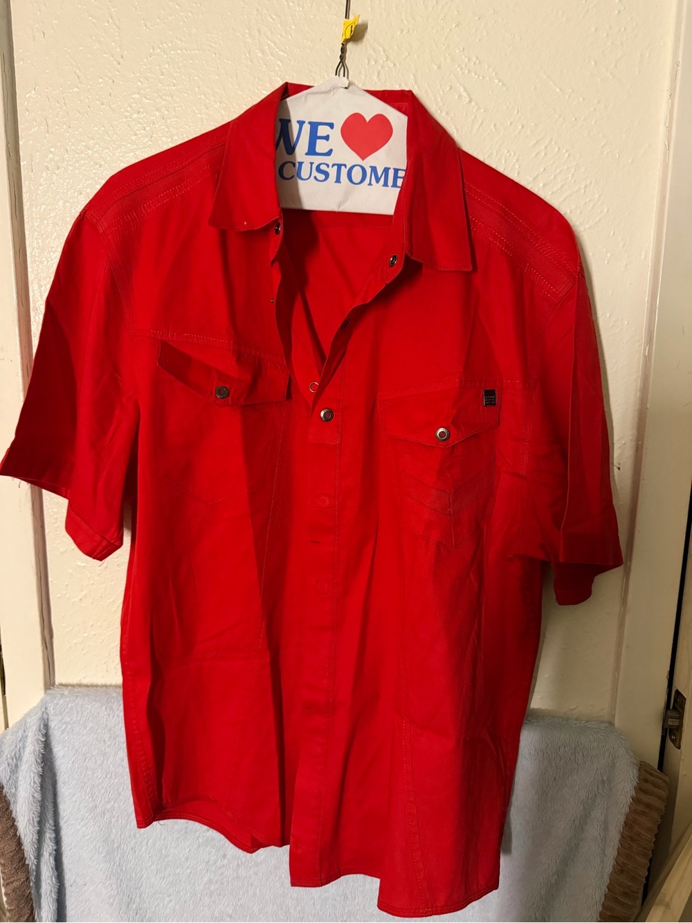 Marithe Francois Girbaud Red Short-Sleeve Button-Down Shirt